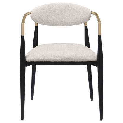 Bradbury Fabric Upholstered Dining Arm Chair Beige (Set of 2)