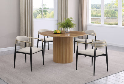 Bradbury Fabric Upholstered Dining Arm Chair Beige (Set of 2)