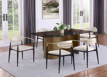 Bradbury Fabric Upholstered Dining Arm Chair Beige (Set of 2)