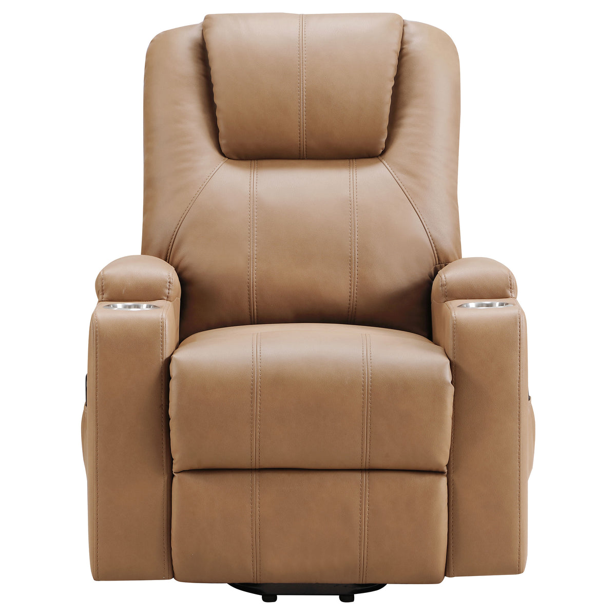 Armstrong Channeled Faux Leather Power Lift Massage Recliner Camel