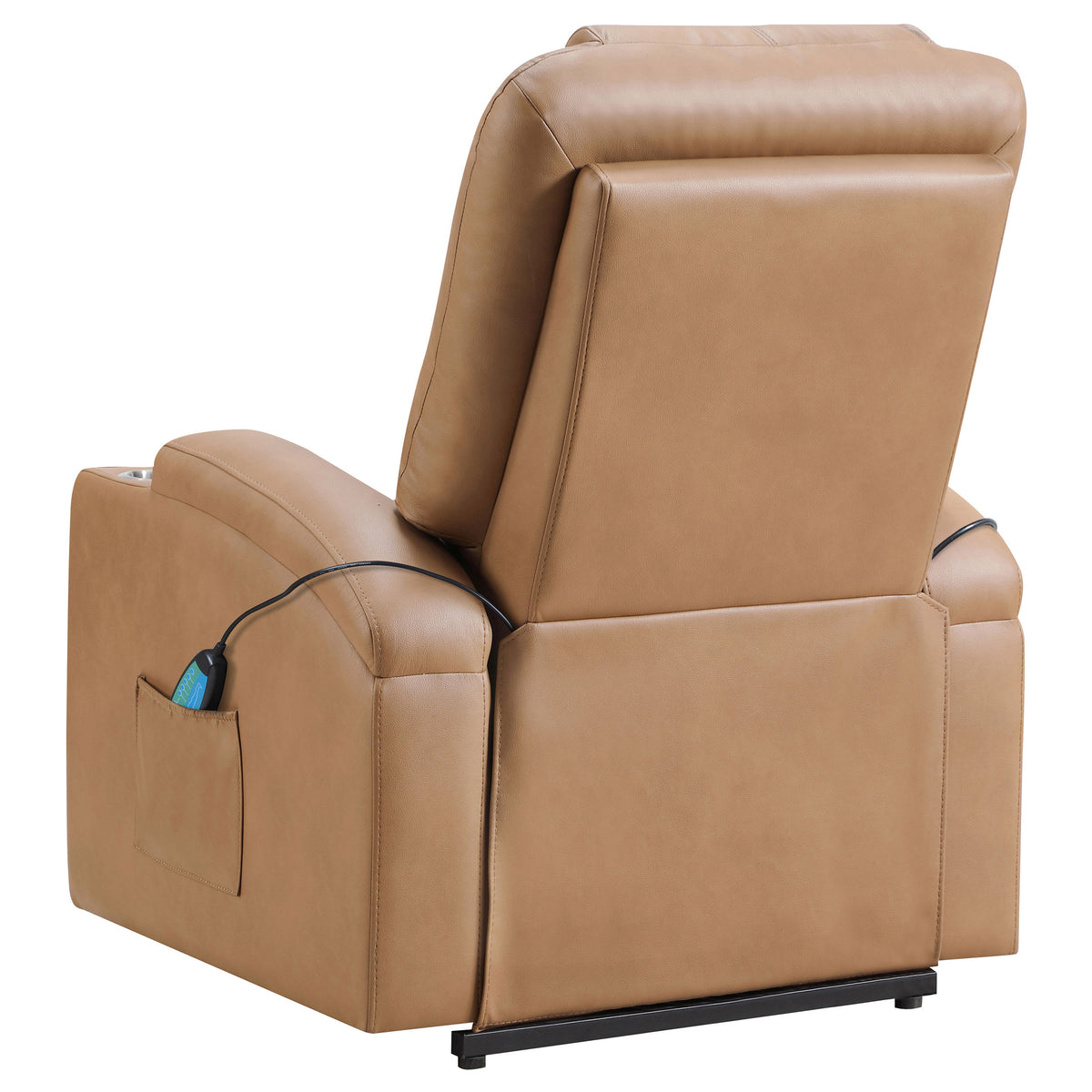 Armstrong Channeled Faux Leather Power Lift Massage Recliner Camel