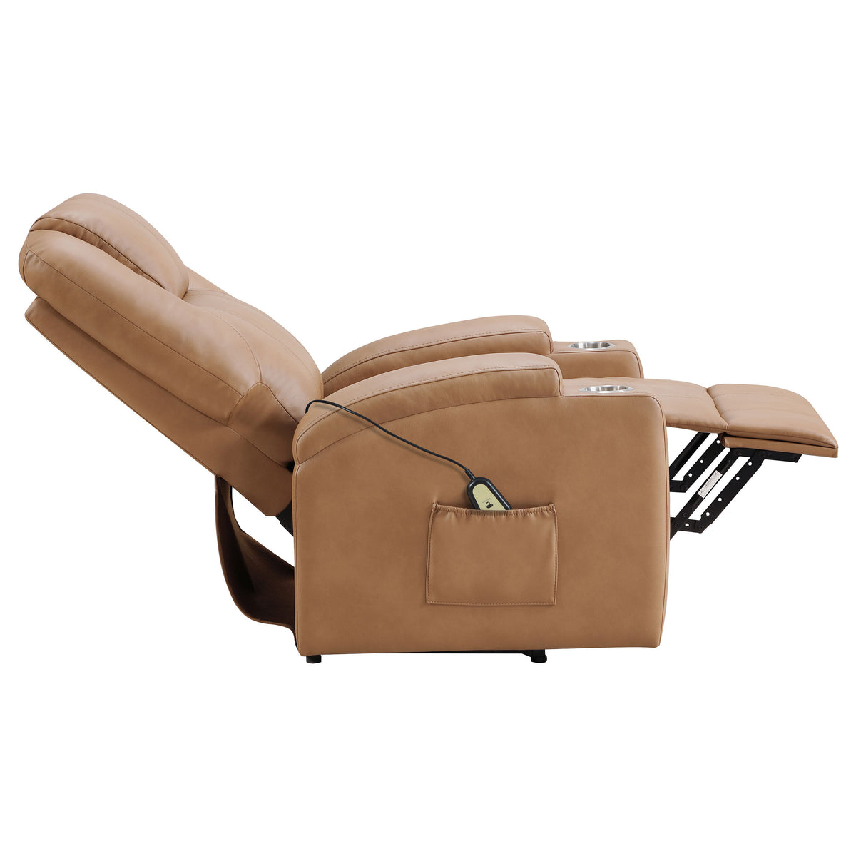 Armstrong Channeled Faux Leather Power Lift Massage Recliner Camel