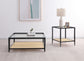 Amherst Glass Top Metal with Cane Shelf End Table Black