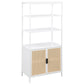 Amherst 3-shelf Radio Weave Cane Metal Accent Cabinet White