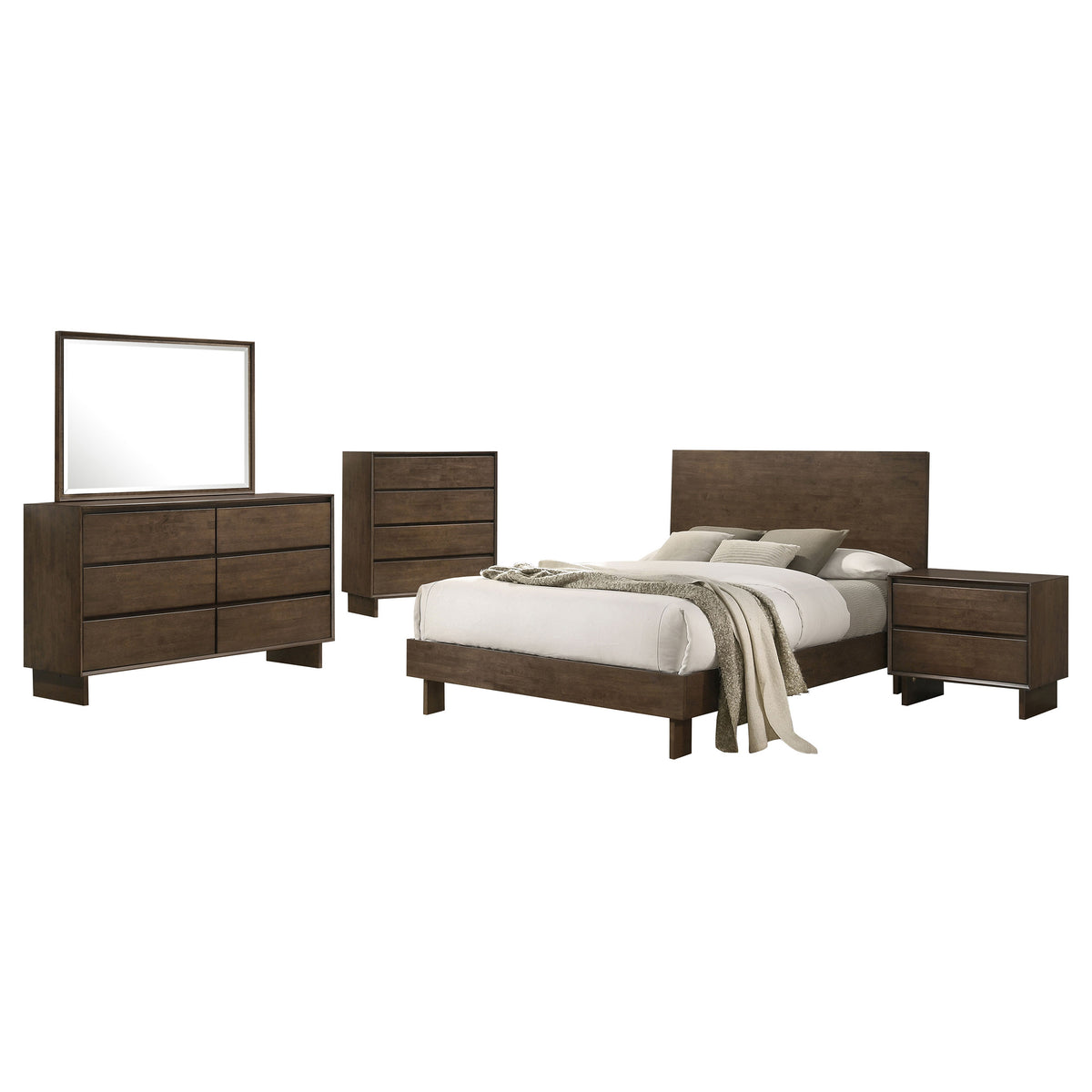 Glenwood 5-piece Queen Bedroom Set Warm Brown