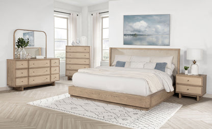 Kailani 52-inch Eastern King Wingback Bed Beige Oak
