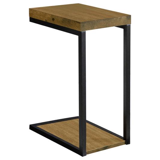 Beck Engineered Wood C-Shape Sofa Side Table Rustic Nutmeg