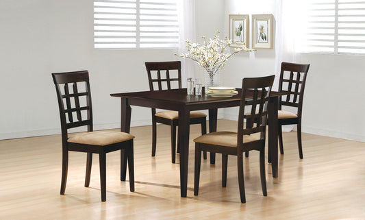 Gabriel 5-Piece Lattice-Back Rectangular Dining Set Cappuccino
