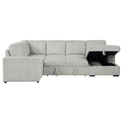 Devonshire Sleeper Sectional Sofa Storage Chaise Grey