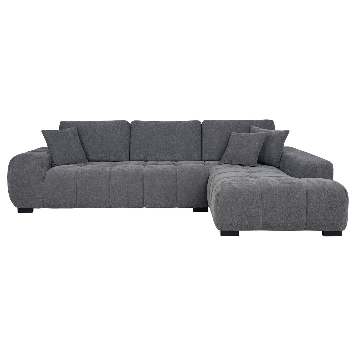 Octavia Tufted 2-Piece Sectional Chaise Sofa Charcoal Grey