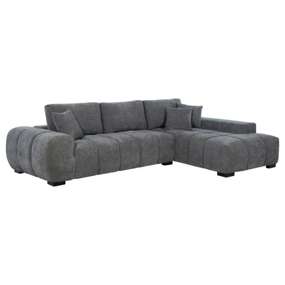 Octavia Tufted 2-Piece Sectional Chaise Sofa Charcoal Grey