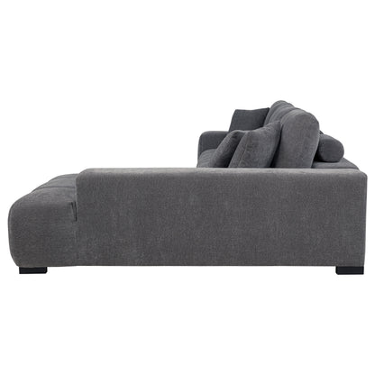 Octavia Tufted 2-Piece Sectional Chaise Sofa Charcoal Grey