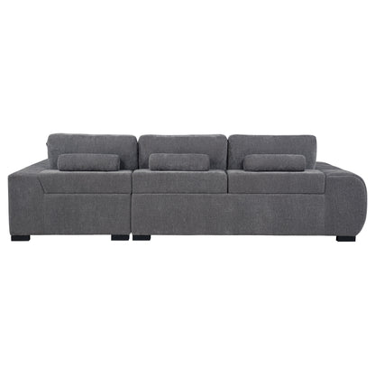 Octavia Tufted 2-Piece Sectional Chaise Sofa Charcoal Grey