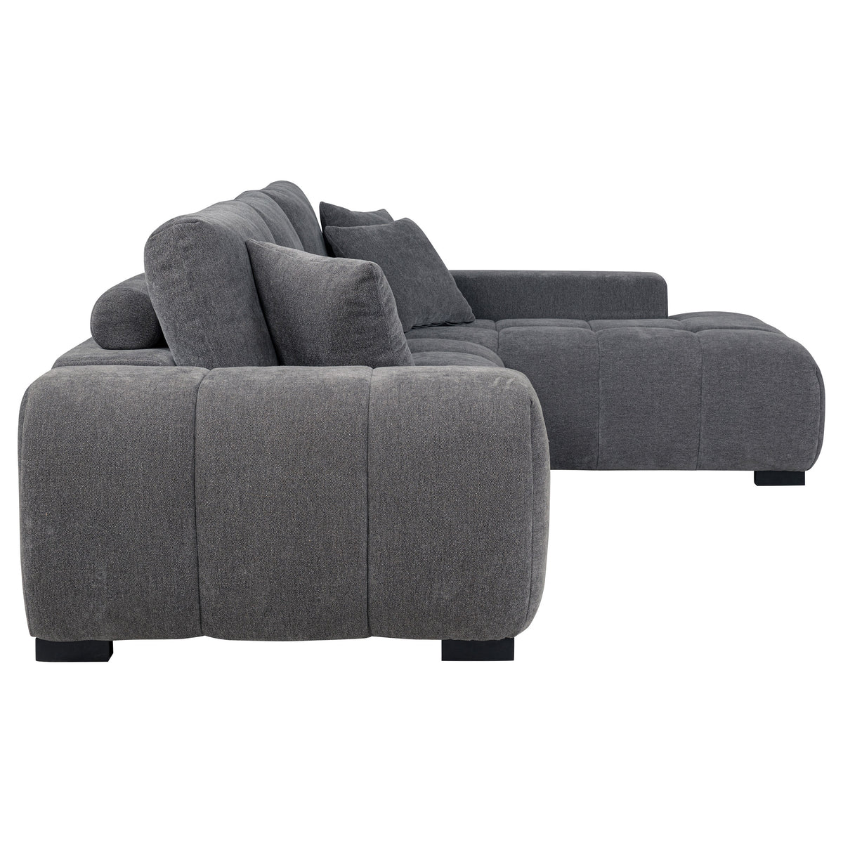 Octavia Tufted 2-Piece Sectional Chaise Sofa Charcoal Grey