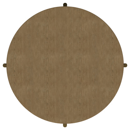 Arini Round Coffee Table With Storage Shelf Sand Wash