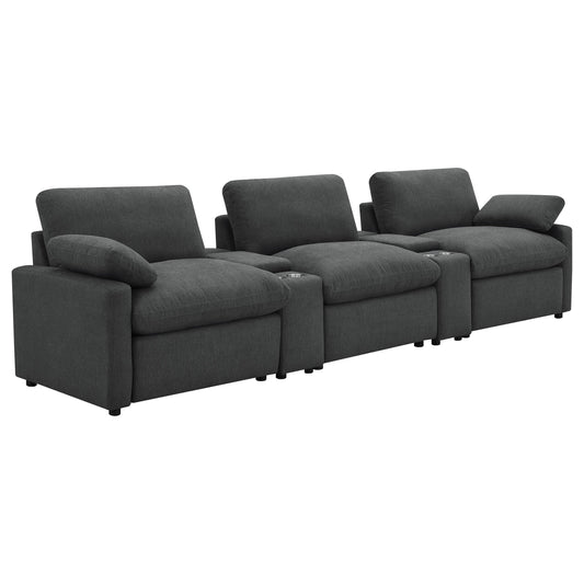 Collins 5-Piece Power Reclining Home Theater Seating Dark Grey