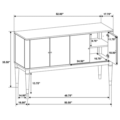 Reseda 4-door Dining Sideboard Server with Shelves Ash Brown