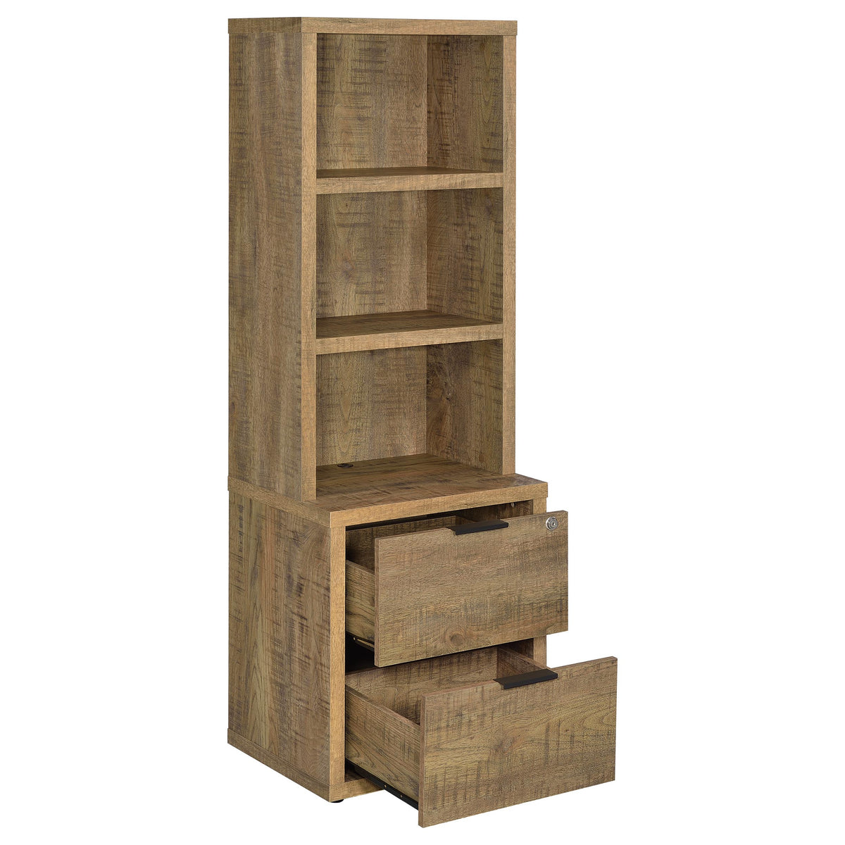Westpark 3-shelf Bookcase USB and Lockable Drawer Mango