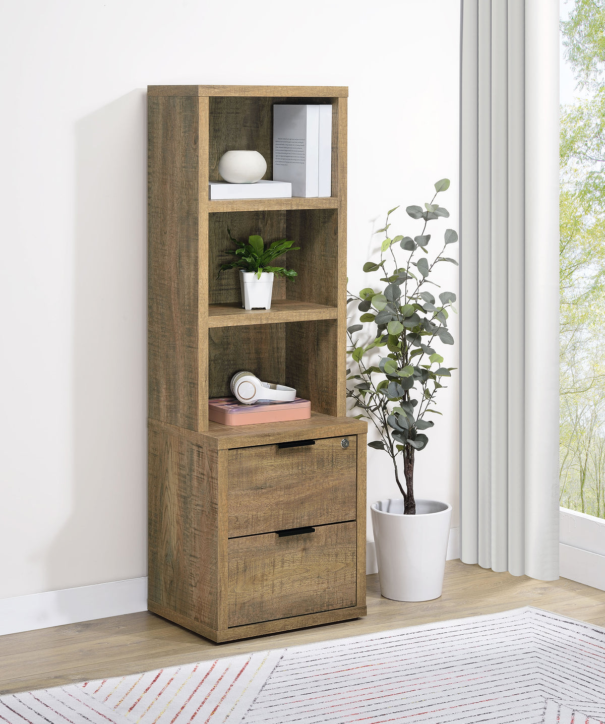 Westpark 3-shelf Bookcase USB and Lockable Drawer Mango