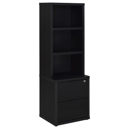 Westpark 3-shelf Bookcase USB and Lockable Drawer Black
