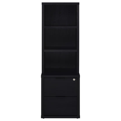 Westpark 3-shelf Bookcase USB and Lockable Drawer Black