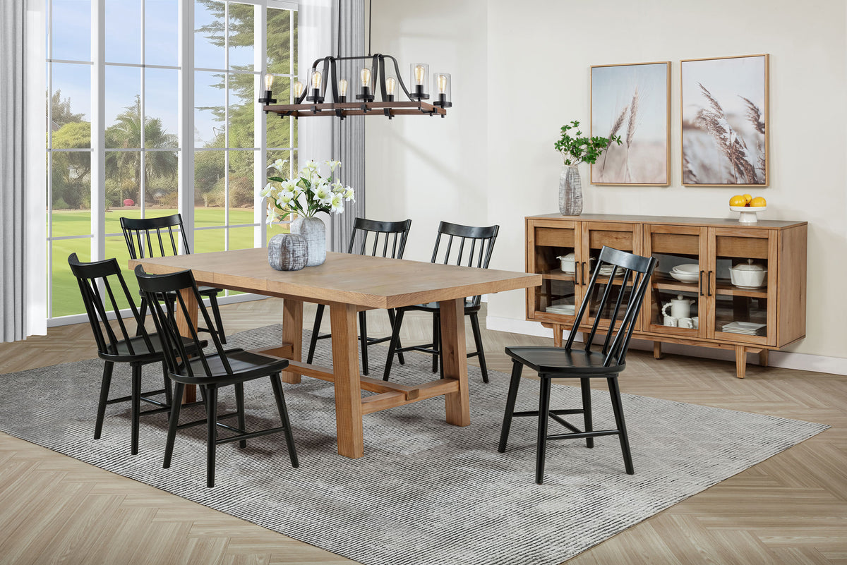 Middleton 7-piece Extension Leaf Dining Set Brown and Black