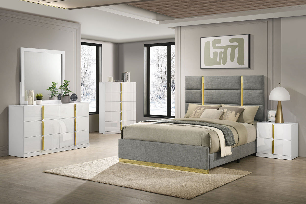 Ines 56-inch Fabric Upholstered Queen Panel Bed Grey