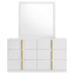 Ines 6-drawer Bedroom Dresser with Mirror White High Gloss