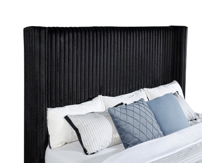 Centergrove Upholstered Eastern King Wingback TV Bed Black