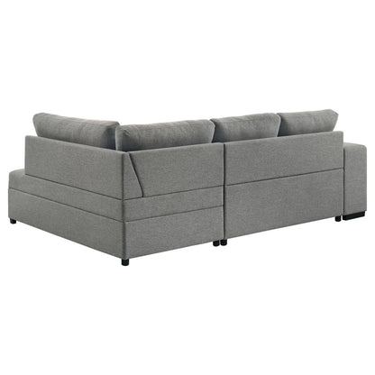 Roanne Fabric Upholstered Sleeper Sectional Sofa Grey