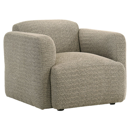 Dorset Fabric Upholstered Round Track Arm Accent Chair Brown