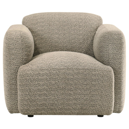 Dorset Fabric Upholstered Round Track Arm Accent Chair Brown