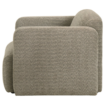 Dorset Fabric Upholstered Round Track Arm Accent Chair Brown