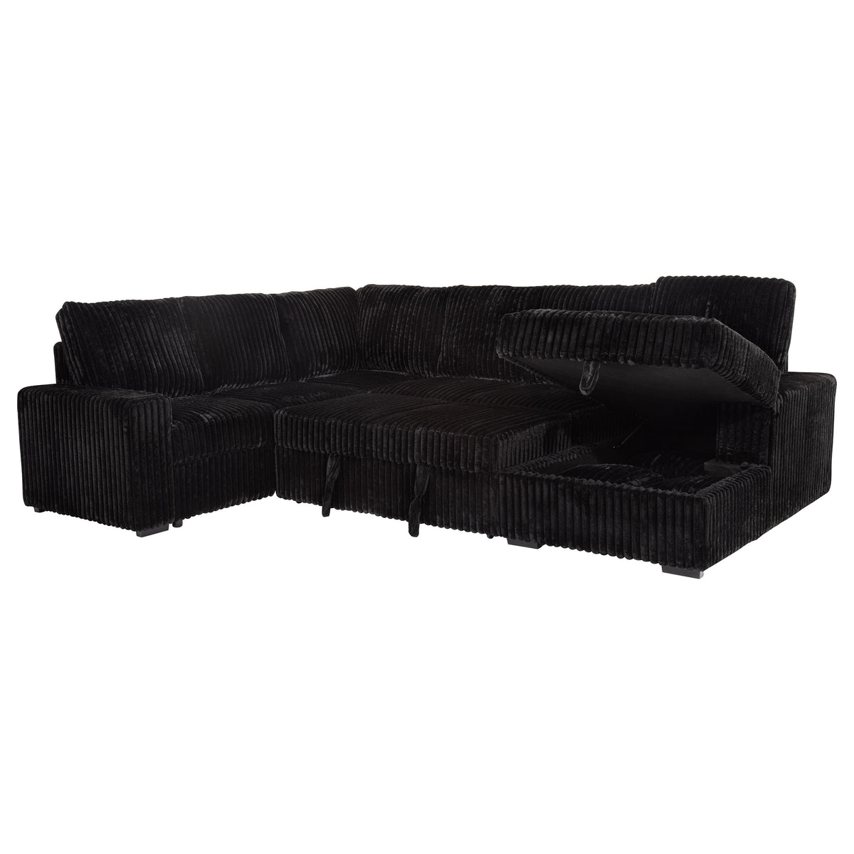 Devonshire Sleeper Sectional Sofa Storage Chaise Black