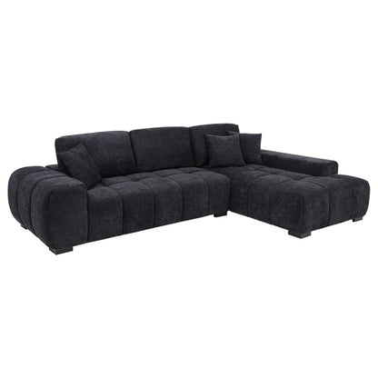 Octavia Tufted 2-Piece Sectional Chaise Sofa Black