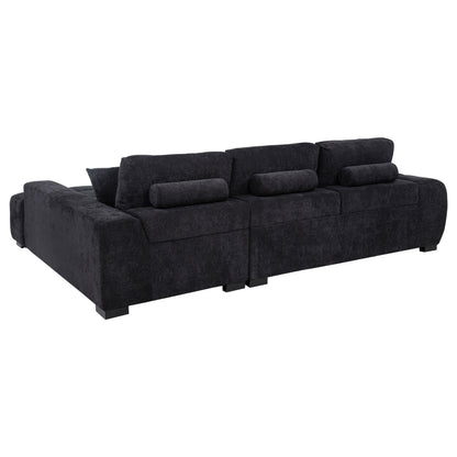 Octavia Tufted 2-Piece Sectional Chaise Sofa Black