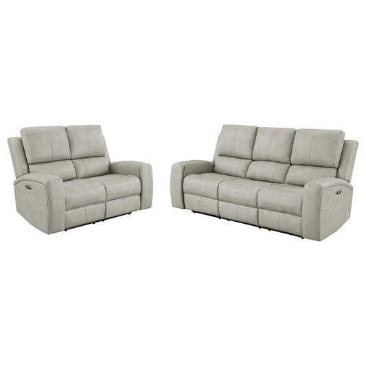 Brickston 2-piece Triple Power Reclining Sofa Set Mushroom