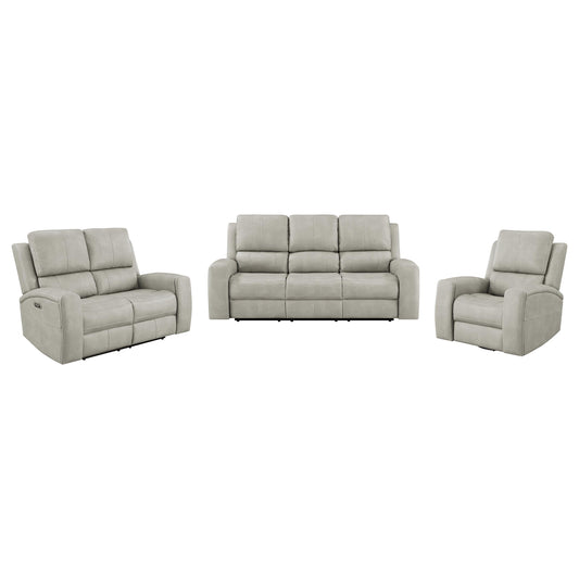 Brickston 3-piece Triple Power Reclining Sofa Set Mushroom