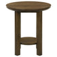 Ottowa Round Wood Side End Table with Shelf Brown