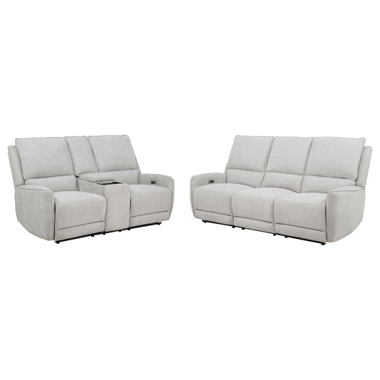 Sylmar 2-piece Chenille Power Reclining Sofa Set Dove Grey