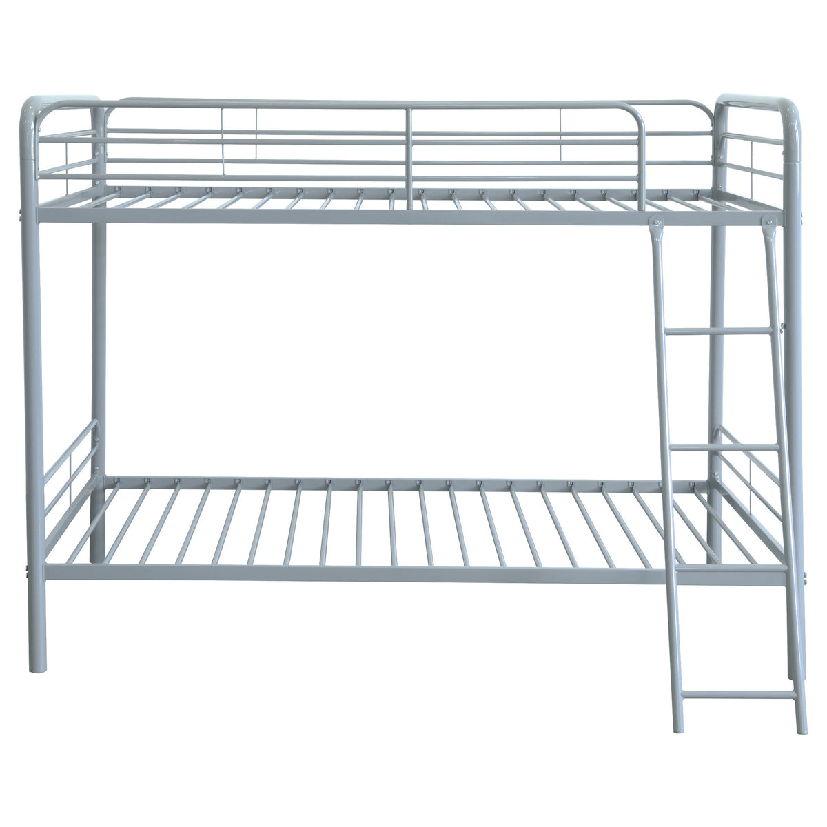 Carson Twin-Over-Twin Steel Bunk Bed with Angled Ladder Glossy Silver