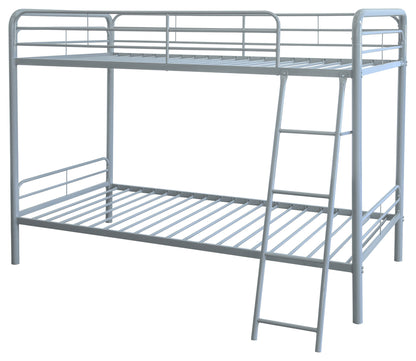Carson Twin-Over-Twin Steel Bunk Bed with Angled Ladder Glossy Silver