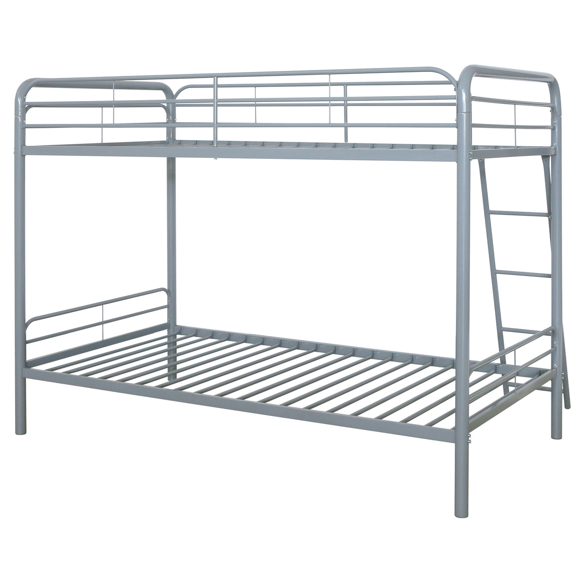 Carson Twin-Over-Twin Steel Bunk Bed with Angled Ladder Glossy Silver