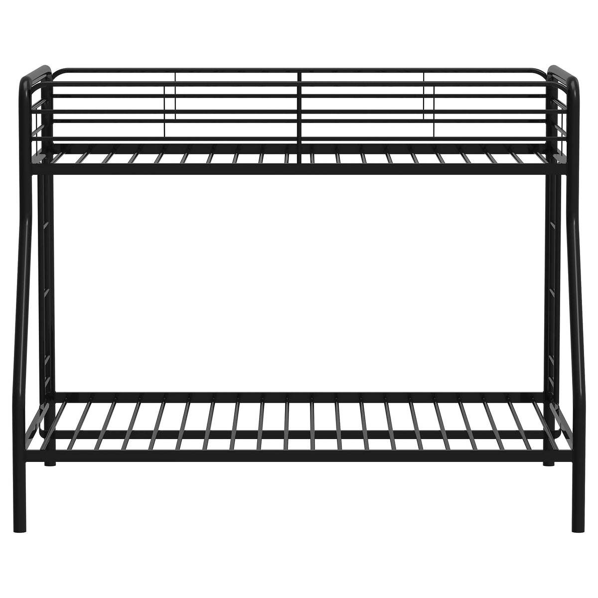 Carson Twin-Over-Full Steel Bunk Bed with Dual Ladders Glossy Black
