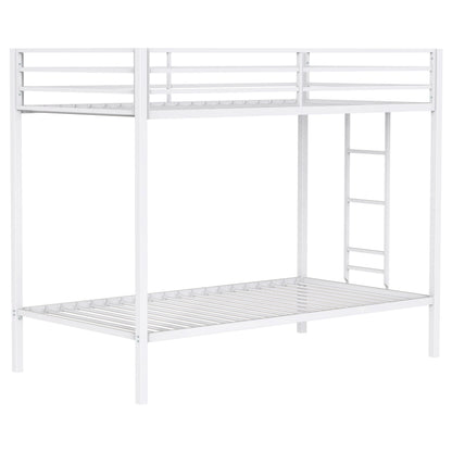 Alevera Twin-Over-Twin Steel Bunk Bed with Ladder Matte White