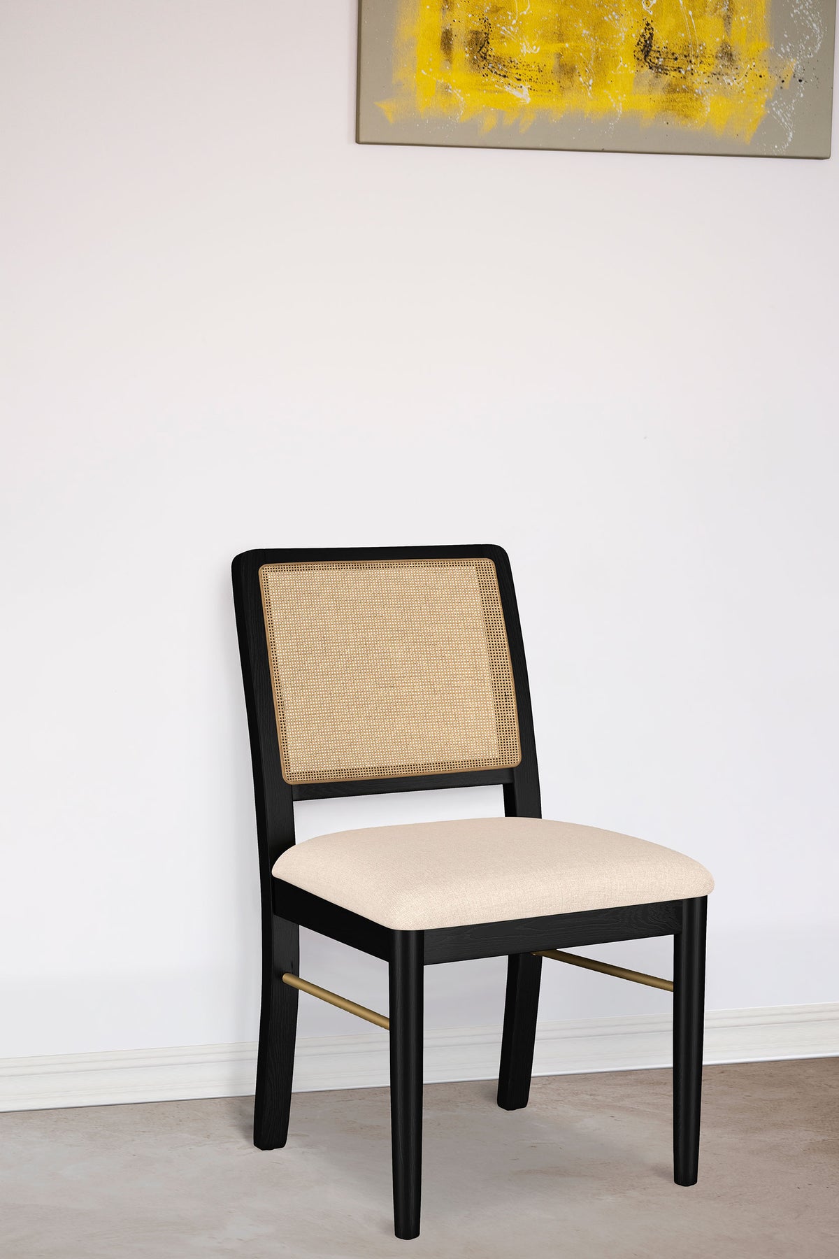 Arini Rattan Cane Dining Side Chair Black (Set of 2)