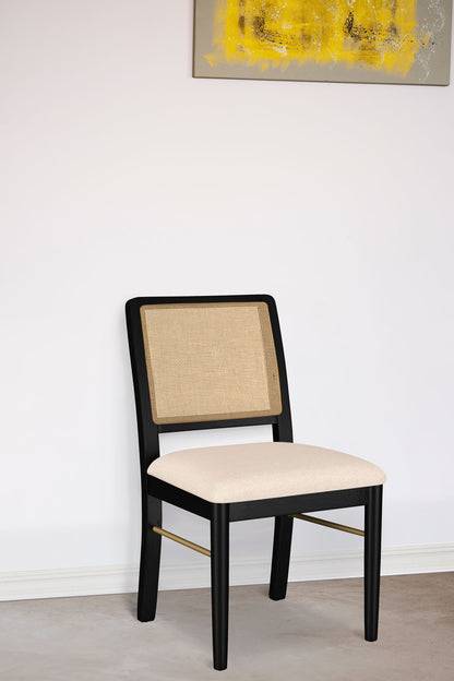 Arini Rattan Cane Dining Side Chair Black (Set of 2)
