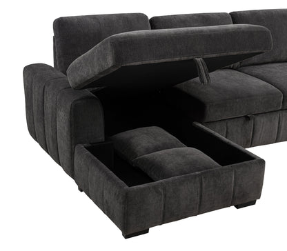 Pastrana Upholstered Sleeper Sectional Sofa LAF Chaise Grey