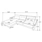 Caspian Upholstered Curved Arm Chaise Sectional Sofa Grey