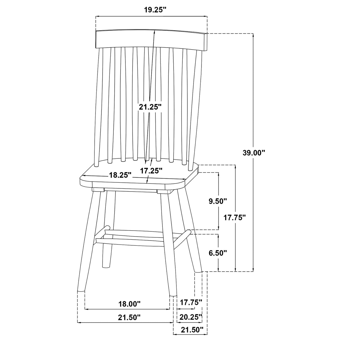 Andrews Windsor Spindle Back Dining Side Chair Light Ash (Set of 2)